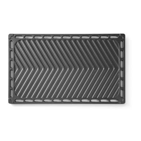 Plaque Gril R&eacute;versible en Fonte GN 1/1 (325x530mm) pour Barbecue Green Fire - Hendi