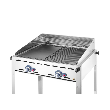 Plaque Gril R&eacute;versible en Fonte GN 1/1 (325x530mm) pour Barbecue Green Fire - Hendi