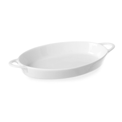 Plat &agrave; Tapas Ovale en Porcelaine 0,35L avec Poign&eacute;es 262x140mm - Hendi