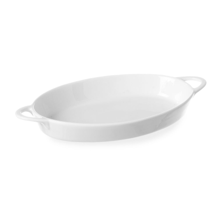 Plat &agrave; Tapas Ovale en Porcelaine 0,35L avec Poign&eacute;es 262x140mm - Hendi