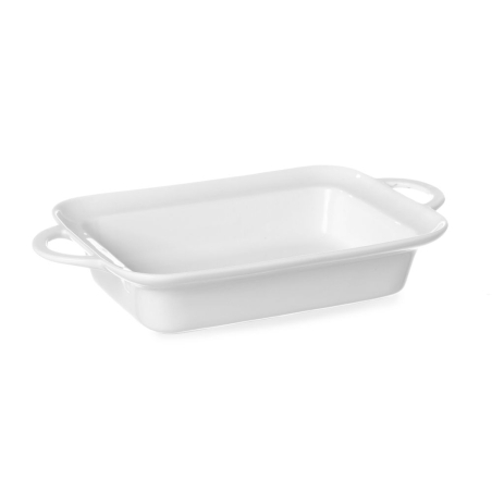 Plat &agrave; tapas rectangulaire en porcelaine blanche avec poign&eacute;es, 0,82L - Hendi