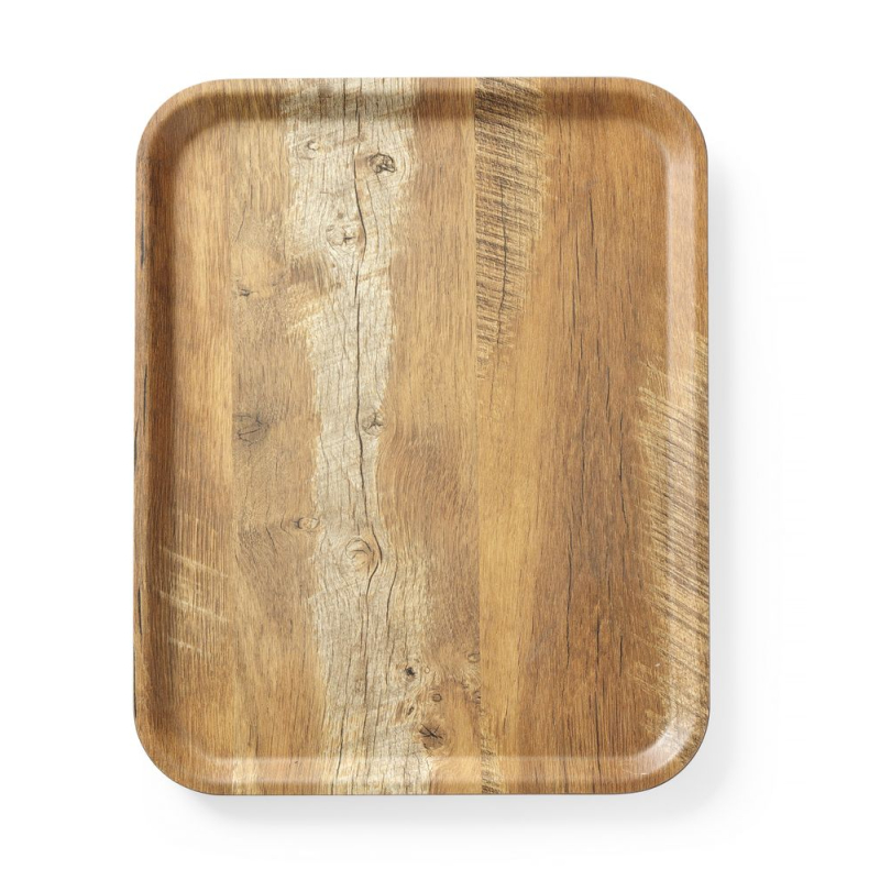 Plateau de service en m&eacute;lamine imprim&eacute; bois r&eacute;sistant 330x430mm - Hendi