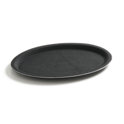 Plateau de service ovale antid&eacute;rapant noir 290x210mm - Hendi