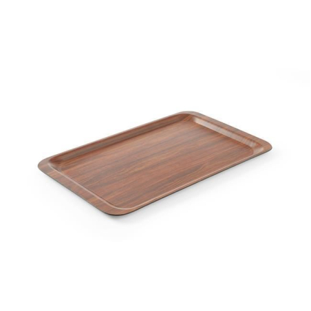 Plateau de service rectangulaire antid&eacute;rapant stratifi&eacute; Acajou 370x530mm - Hendi