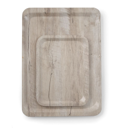 Plateau de service rectangulaire en m&eacute;lamine motif bois clair 240x340mm - Hendi