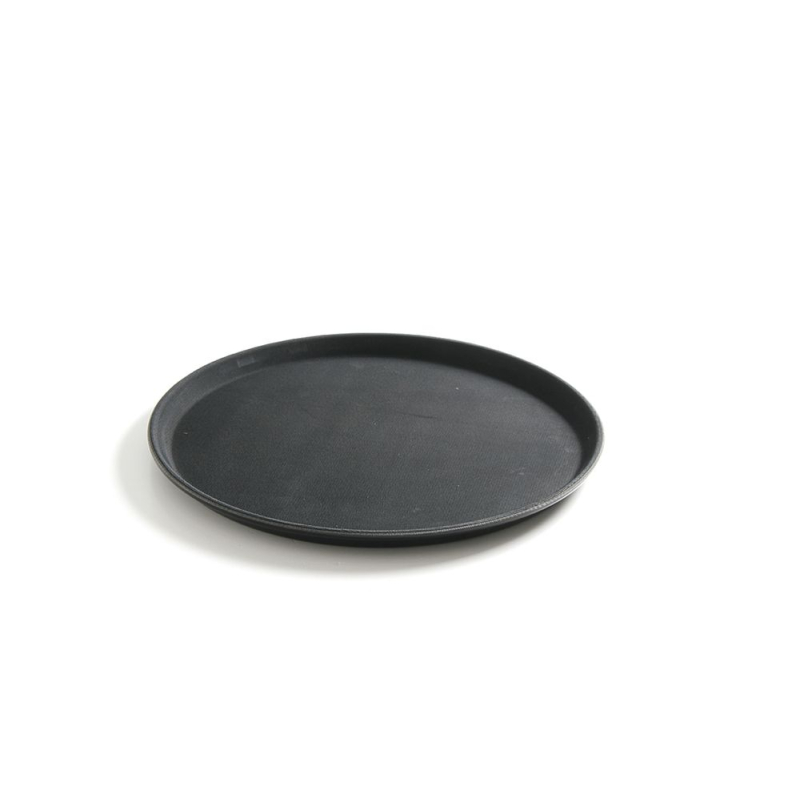 Plateau de service rond antid&eacute;rapant Noir ⌀410x20mm - Hendi