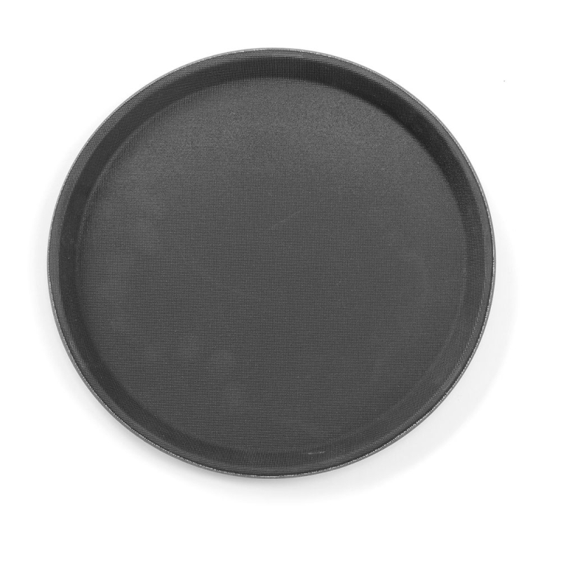 Plateau de Service Rond Antid&eacute;rapant, &Oslash;360mm, Noir, Polypropyl&egrave;ne - Hendi