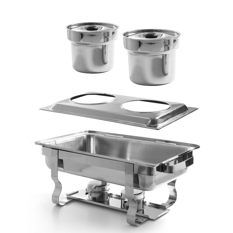 Plateau support inox GN 1/1 pour 2 bacs bain-marie 530x325x30mm - Hendi