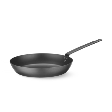 Po&ecirc;le &agrave; frire anti-adh&eacute;sive en acier au carbone, manche ergonomique, four 220&deg;C - Hendi
