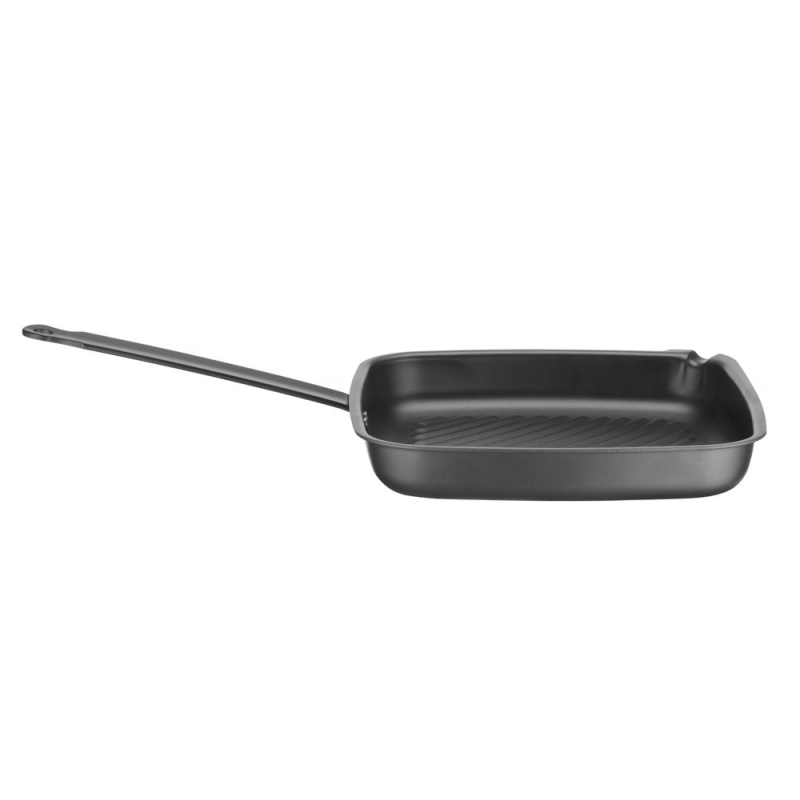Po&ecirc;le &agrave; griller carr&eacute;e professionnelle, 480x282x(H)80mm, acier au carbone, bec verseur, four 220&deg;C - Hendi