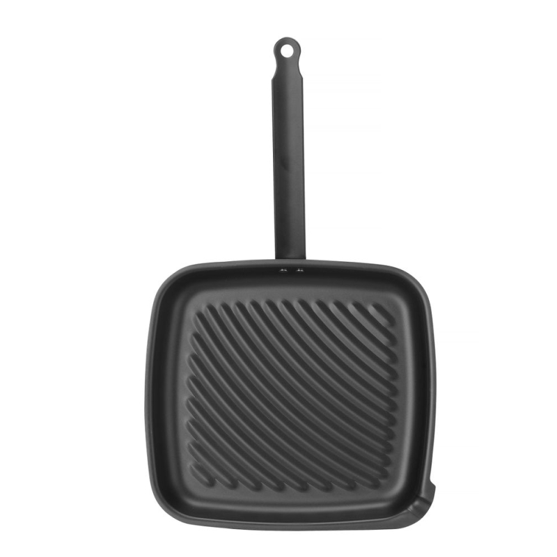 Po&ecirc;le &agrave; griller carr&eacute;e professionnelle, 480x282x(H)80mm, acier au carbone, bec verseur, four 220&deg;C - Hendi