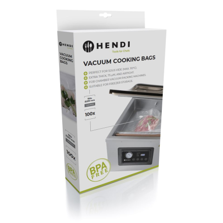 Sacs de cuisson sous vide professionnels 250x150mm (100 unit&eacute;s) pour machine &agrave; chambre - Hendi