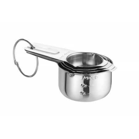 Set de 4 Dosettes/Cuill&egrave;res Mesureuses en Inox 30-180ml pour Cuisine - Hendi