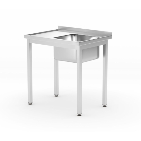 Table &eacute;vier professionnelle avec &eacute;tag&egrave;re Profi Line, 800x600 mm, c&ocirc;t&eacute; droit - Hendi