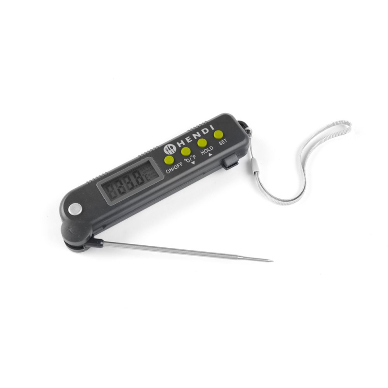 Thermom&egrave;tre de cuisine num&eacute;rique professionnel, Sonde repliable en inox, -50&deg;C &agrave; 300&deg;C - Hendi