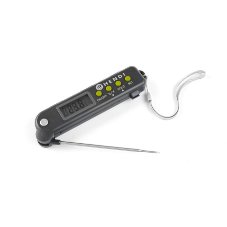 Thermom&egrave;tre de cuisine num&eacute;rique professionnel, Sonde repliable en inox, -50&deg;C &agrave; 300&deg;C - Hendi