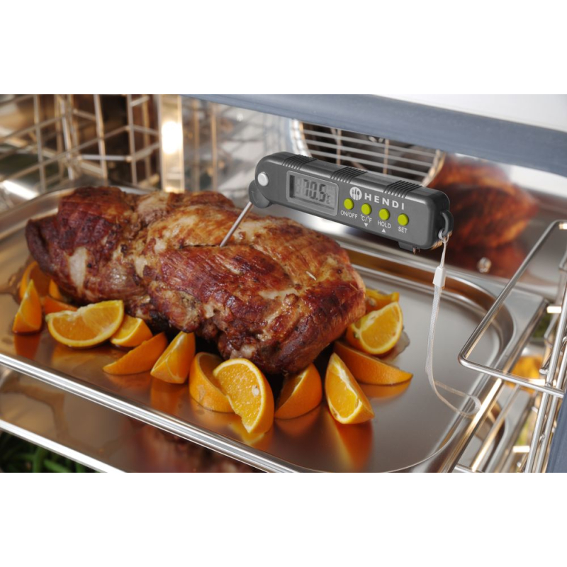Thermom&egrave;tre de cuisine num&eacute;rique professionnel, Sonde repliable en inox, -50&deg;C &agrave; 300&deg;C - Hendi