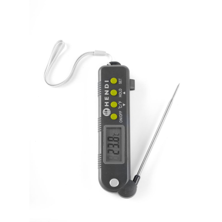 Thermom&egrave;tre de cuisine num&eacute;rique professionnel, Sonde repliable en inox, -50&deg;C &agrave; 300&deg;C - Hendi