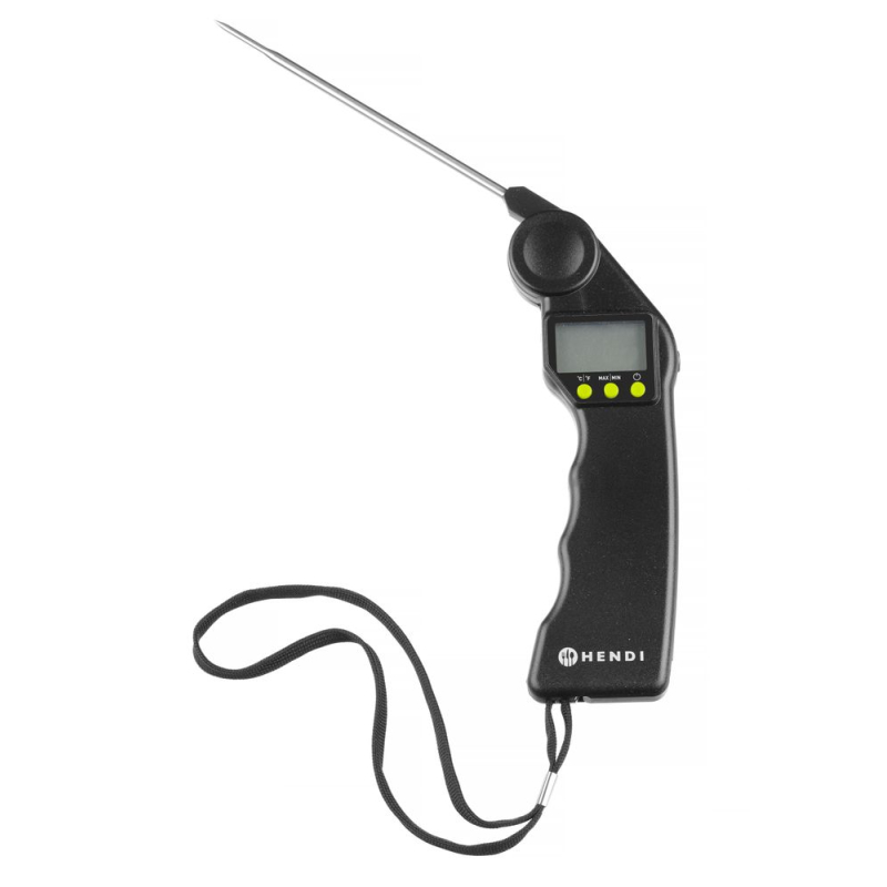 Thermom&egrave;tre num&eacute;rique professionnel avec sonde pliable en inox - Hendi