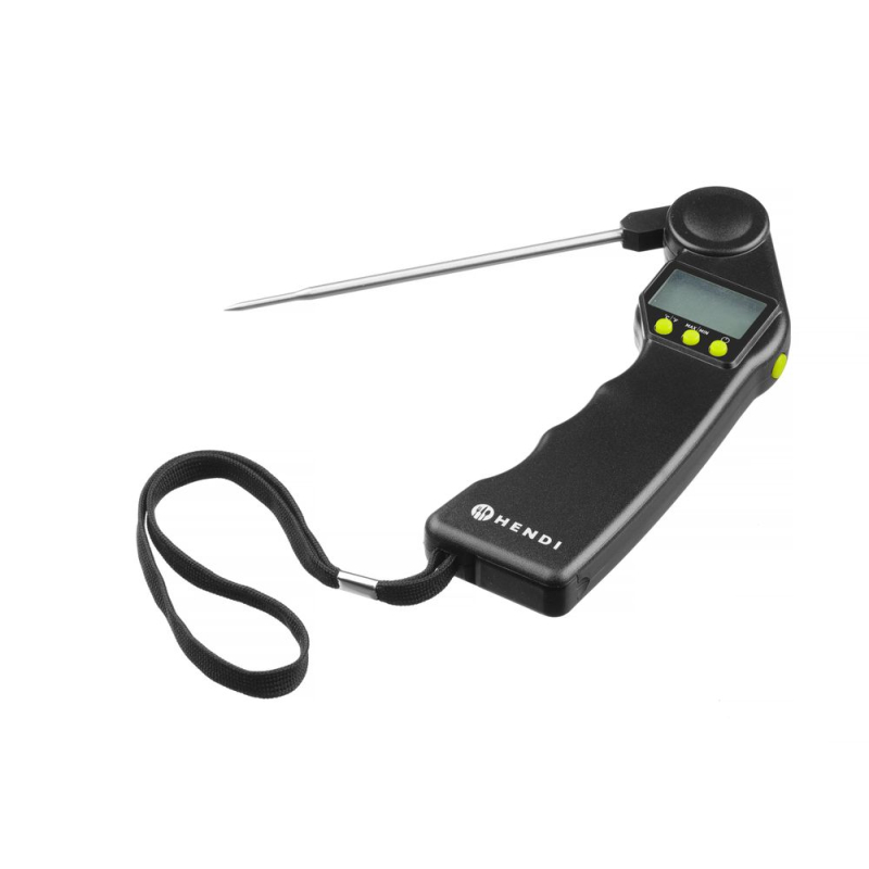 Thermom&egrave;tre num&eacute;rique professionnel avec sonde pliable en inox - Hendi