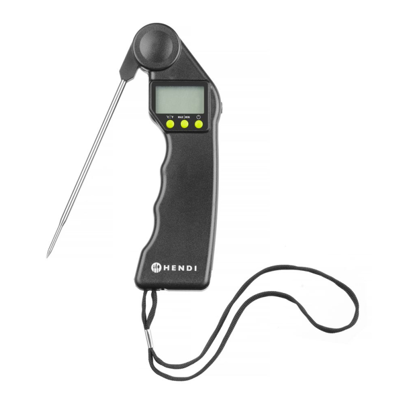 Thermom&egrave;tre num&eacute;rique professionnel avec sonde pliable en inox - Hendi