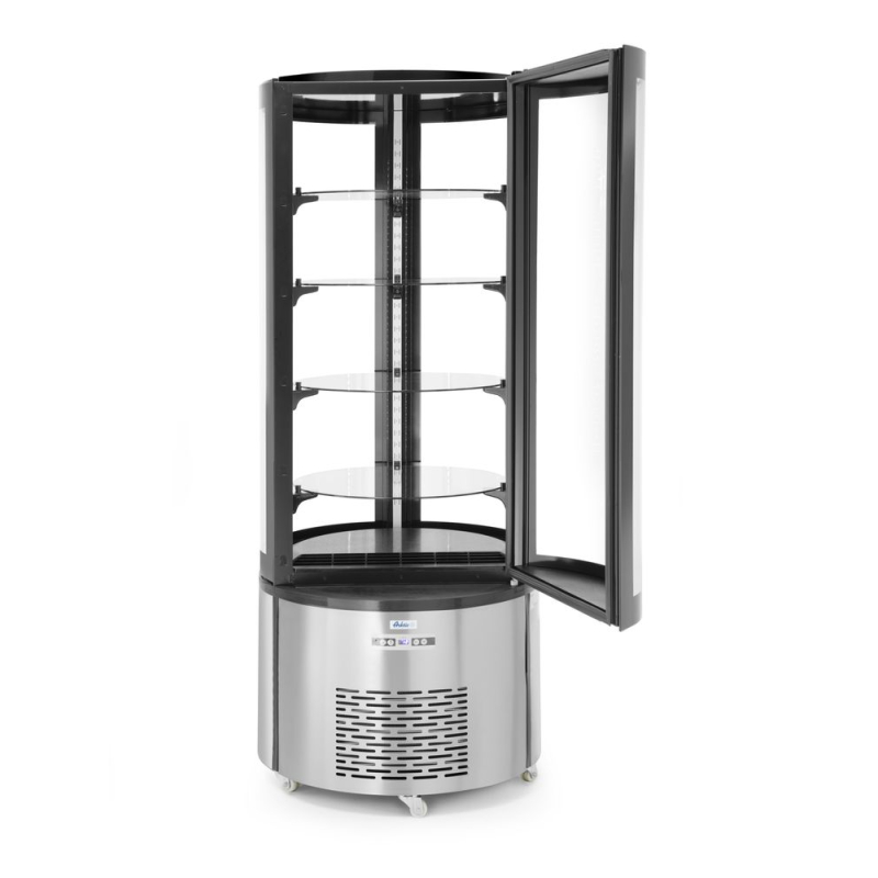Vitrine de pr&eacute;sentation r&eacute;frig&eacute;r&eacute;e ronde p&acirc;tisserie, 360L, 0-6&deg;C - Hendi