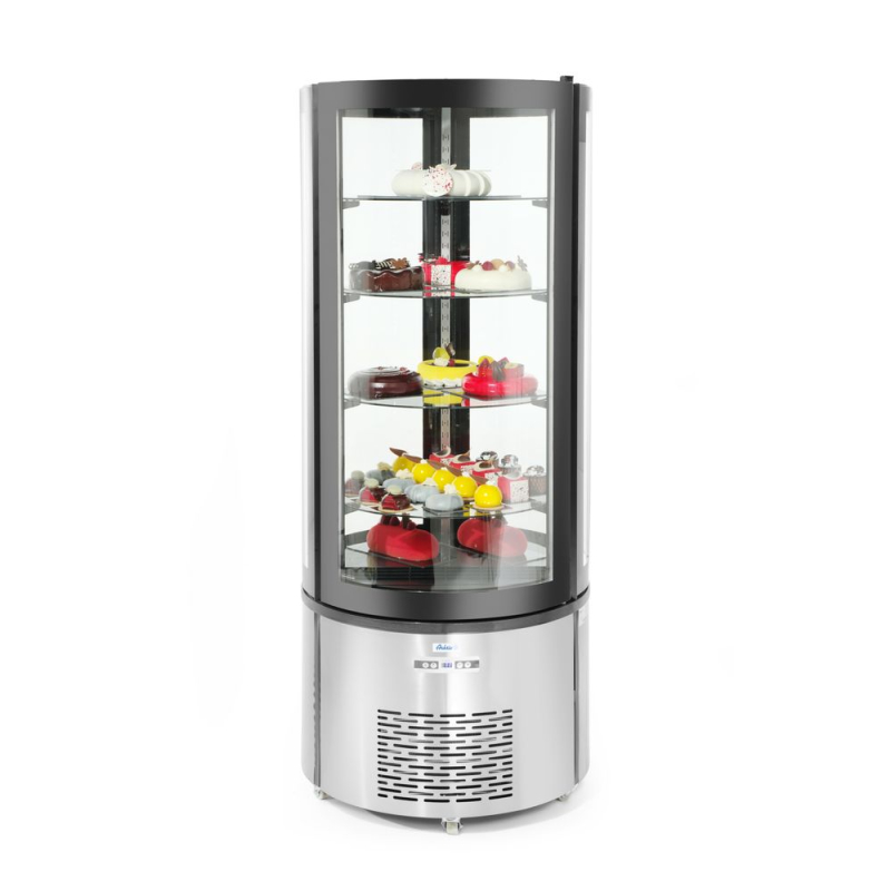 Vitrine de pr&eacute;sentation r&eacute;frig&eacute;r&eacute;e ronde p&acirc;tisserie, 360L, 0-6&deg;C - Hendi