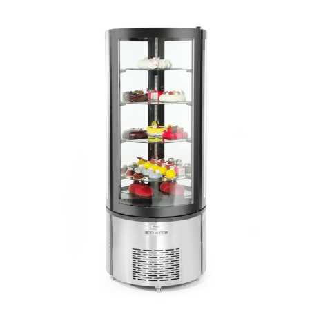 Vitrine de pr&eacute;sentation r&eacute;frig&eacute;r&eacute;e ronde p&acirc;tisserie, 360L, 0-6&deg;C - Hendi