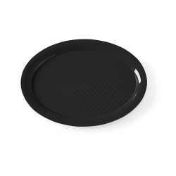 Plateau Fastfood Ovale Polypropyl&egrave;ne Noir 265x195mm - Hendi
