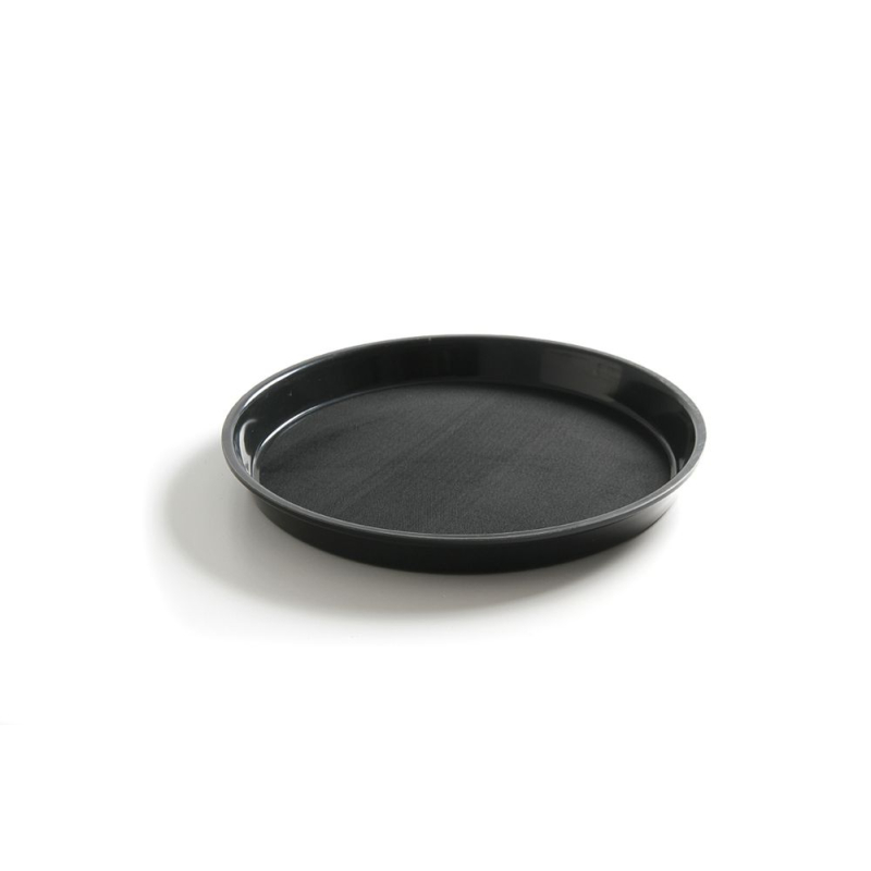 Plateau de service rond antid&eacute;rapant bord haut noir ⌀360mm - Hendi