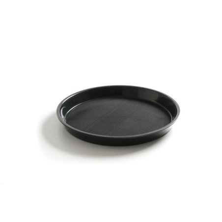 Plateau de service rond antid&eacute;rapant bord haut noir ⌀360mm - Hendi