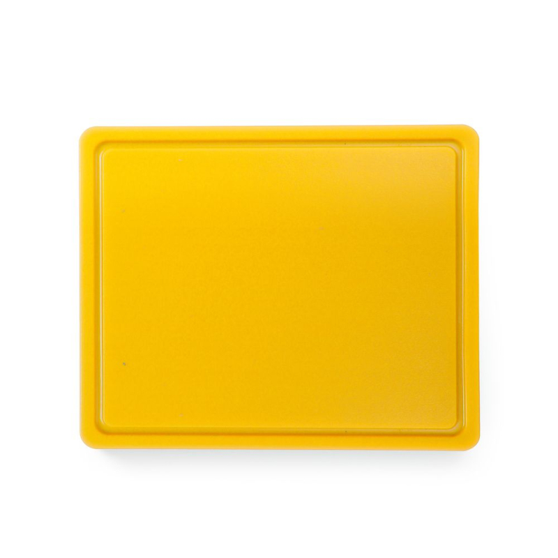 Planche &agrave; D&eacute;couper HACCP Gastronorme 1/2 Jaune, Lisse et Rigole, 325x265mm - Hendi