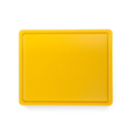 Planche &agrave; D&eacute;couper HACCP Gastronorme 1/2 Jaune, Lisse et Rigole, 325x265mm - Hendi