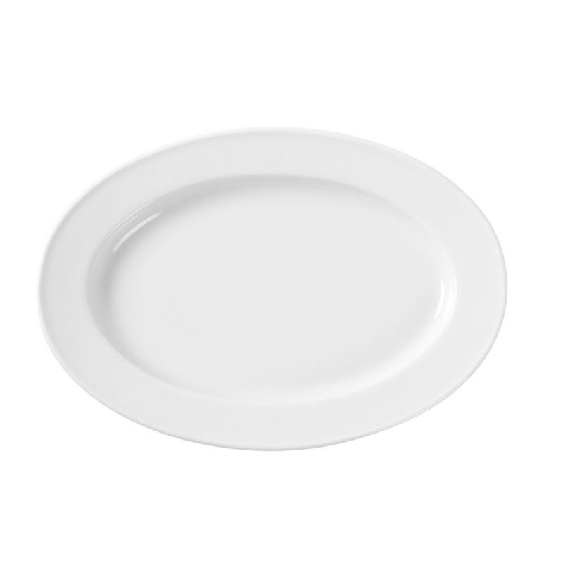 Plat de service ovale en m&eacute;lamine blanc 290x200mm - Hendi