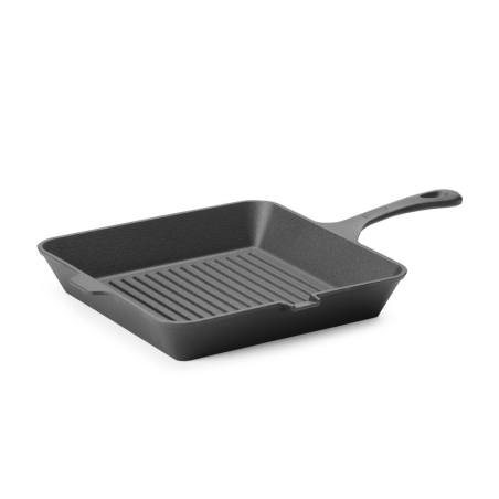 Po&ecirc;le &agrave; Griller Carr&eacute;e en Fonte 25x25cm, Bec Verseur - Hendi