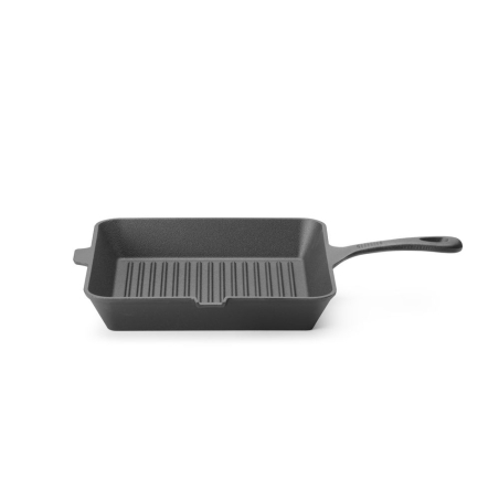 Po&ecirc;le &agrave; Griller Carr&eacute;e en Fonte 25x25cm, Bec Verseur - Hendi