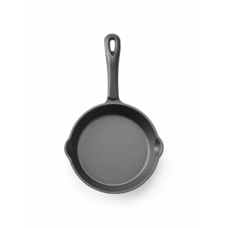 Po&ecirc;le en Fonte Professionnelle, &Oslash;165mm, 2 becs verseurs, Noir - Hendi