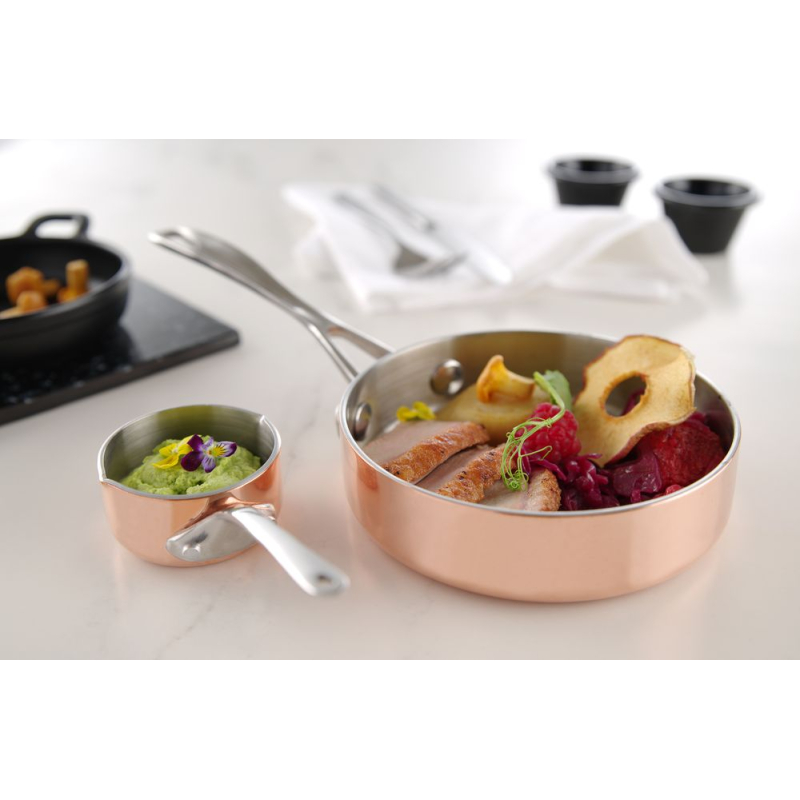 Mini Po&ecirc;le de Pr&eacute;sentation Professionnelle ⌀120x(H)30mm 3 Plis Cuivre Inox - Hendi