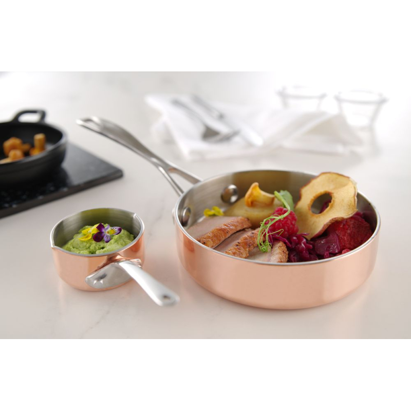 Mini Po&ecirc;le de Pr&eacute;sentation Professionnelle ⌀120x(H)30mm 3 Plis Cuivre Inox - Hendi