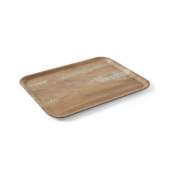 Plateau de service rectangulaire en m&eacute;lamine imprim&eacute; bois, 526x370mm - Hendi