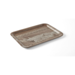 Plateau de service en m&eacute;lamine imprim&eacute; bois fonc&eacute;, 240x340mm - Hendi