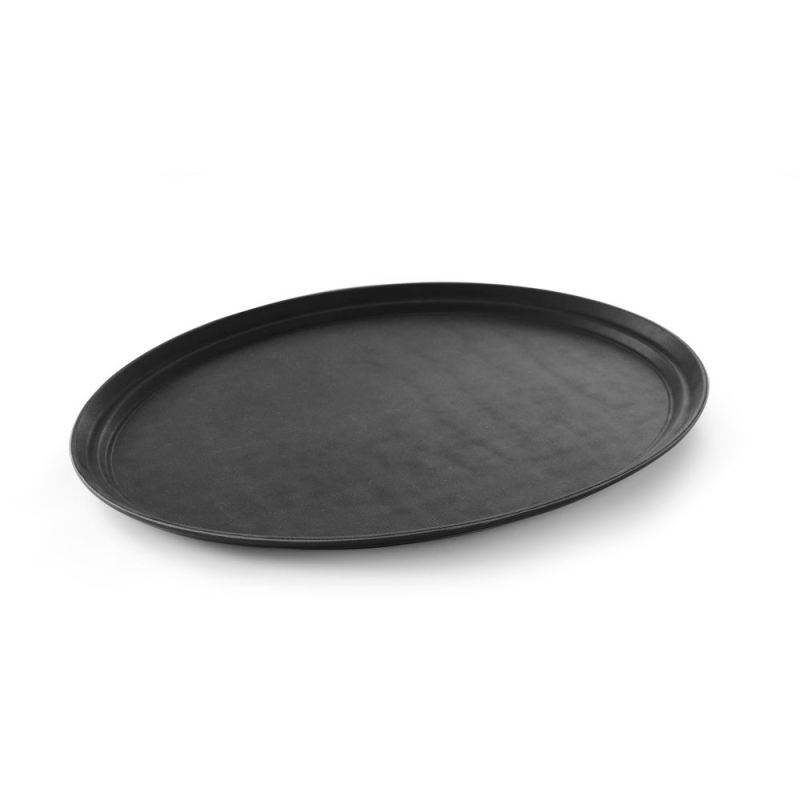 Plateau de service ovale XL noir 735x600mm professionnel - Hendi