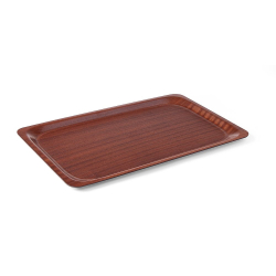 Plateau de service rectangulaire antid&eacute;rapant stratifi&eacute; Acajou 330x430mm - Hendi
