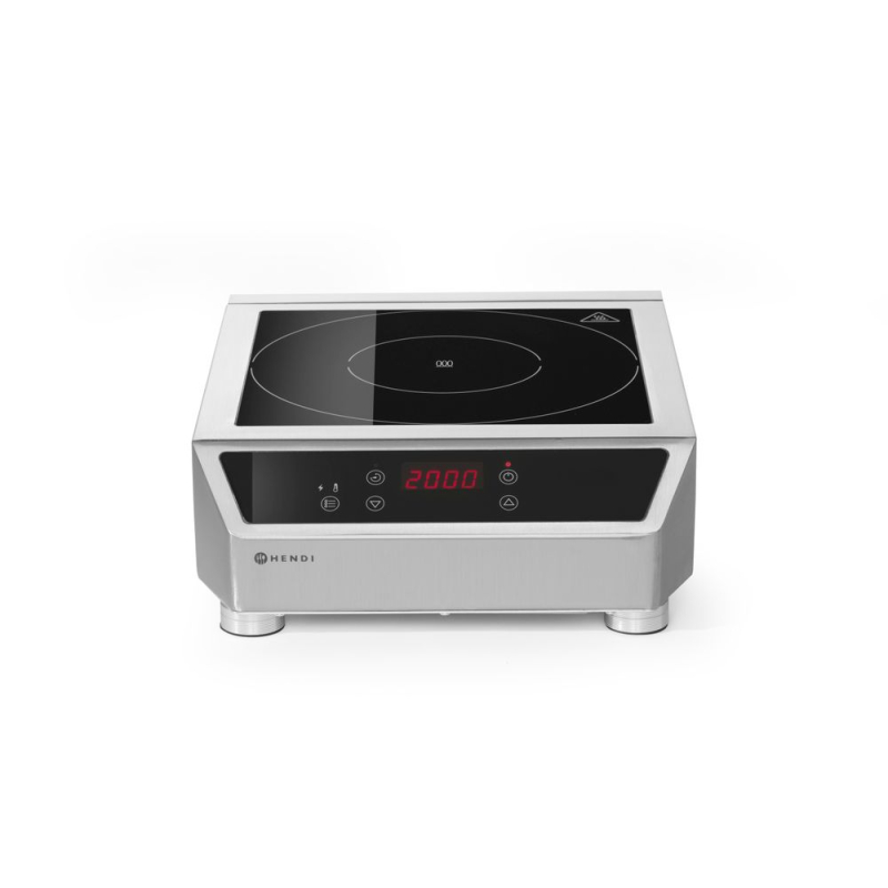 Plaque de Cuisson &agrave; Induction Professionnelle 3500W Mod&egrave;le 3500 D Profi Line, Acier Inoxydable - Hendi