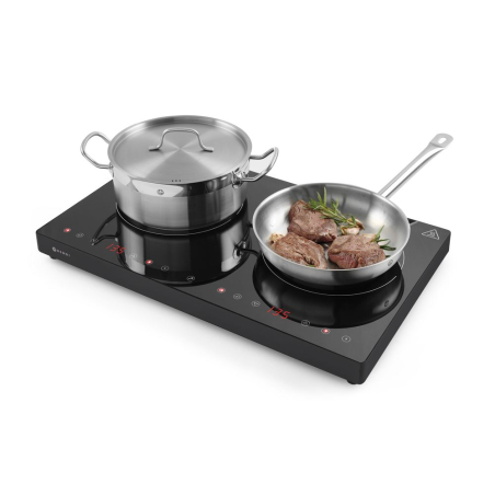 Plaque de cuisson &agrave; induction double professionnelle 3500W Kitchen Line, 608x405mm - Hendi