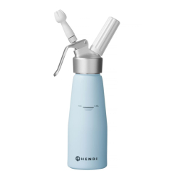 Siphon &agrave; Chantilly Professionnel 0,5L Aluminium Bleu Pastel avec 3 Douilles et Brosse de Nettoyage - Hendi