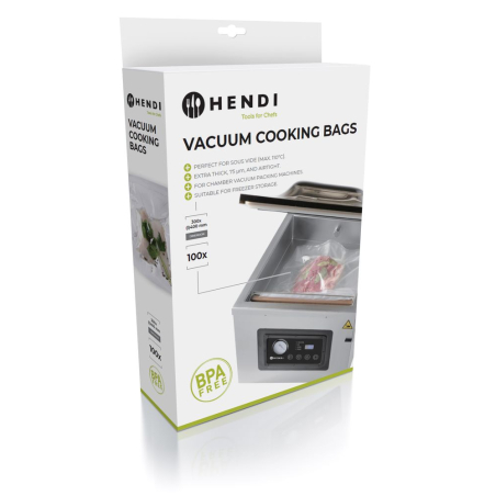 Sacs de Cuisson Sous Vide, 100 Unit&eacute;s, 400x300mm, Approuv&eacute;s Contact Alimentaire - Hendi