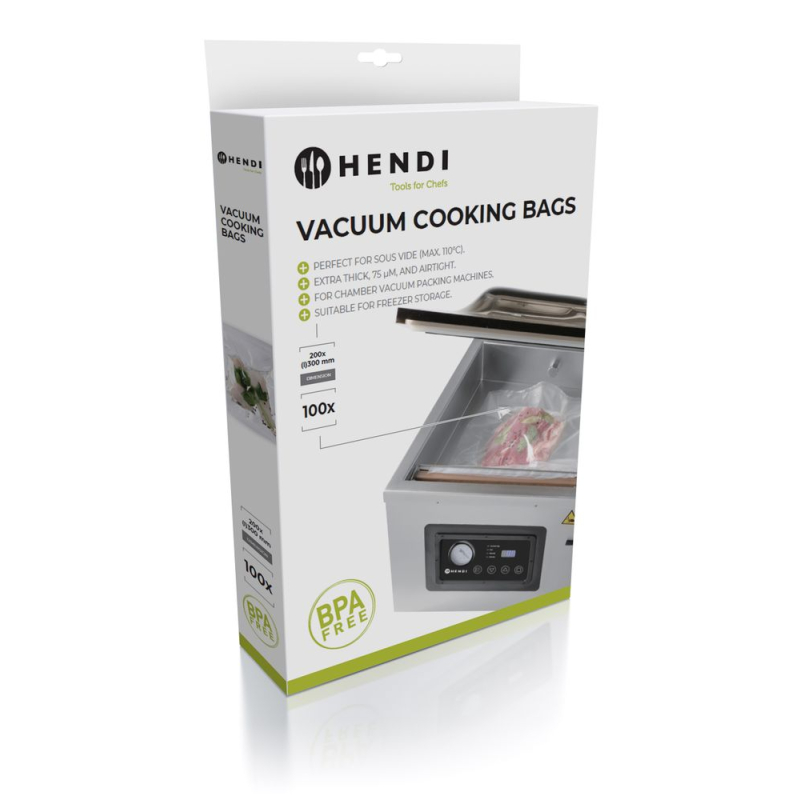 Sacs de cuisson sous vide 300x200mm pour machine &agrave; chambre, 100 unit&eacute;s - Hendi
