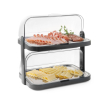 Vitrine r&eacute;frig&eacute;rante roll-top Duo UNIQ, Double niveau, Acier Inoxydable, 480x355x480mm - Hendi