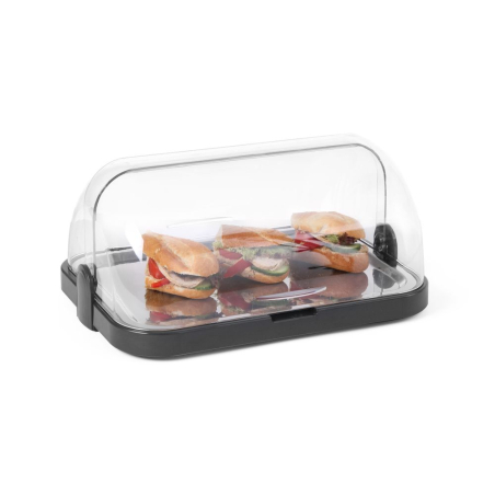 Vitrine R&eacute;frig&eacute;r&eacute;e Duo UNIQ Roll-Top pour Buffet - Simple, Noir, 460x355x220mm - Hendi